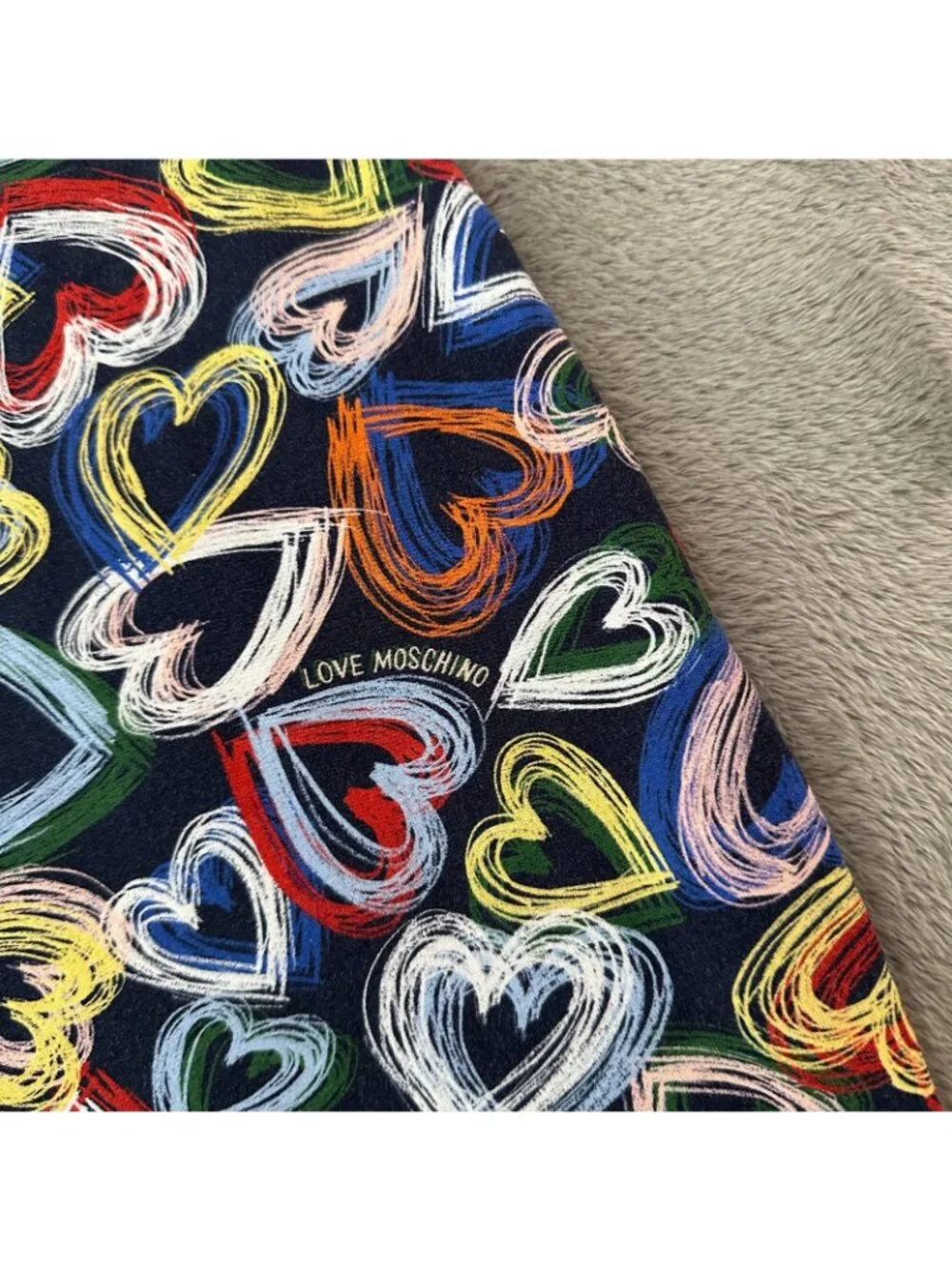 Love Moschino Multi Heart Tee Shirt Mini Dress Short Sleeve Womens size 2